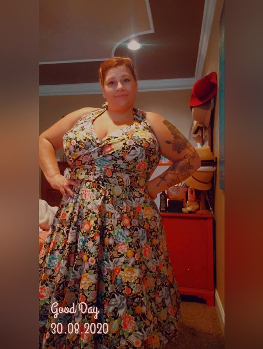 Unique Vintage Halter Floral Dress in Black and Multicolor